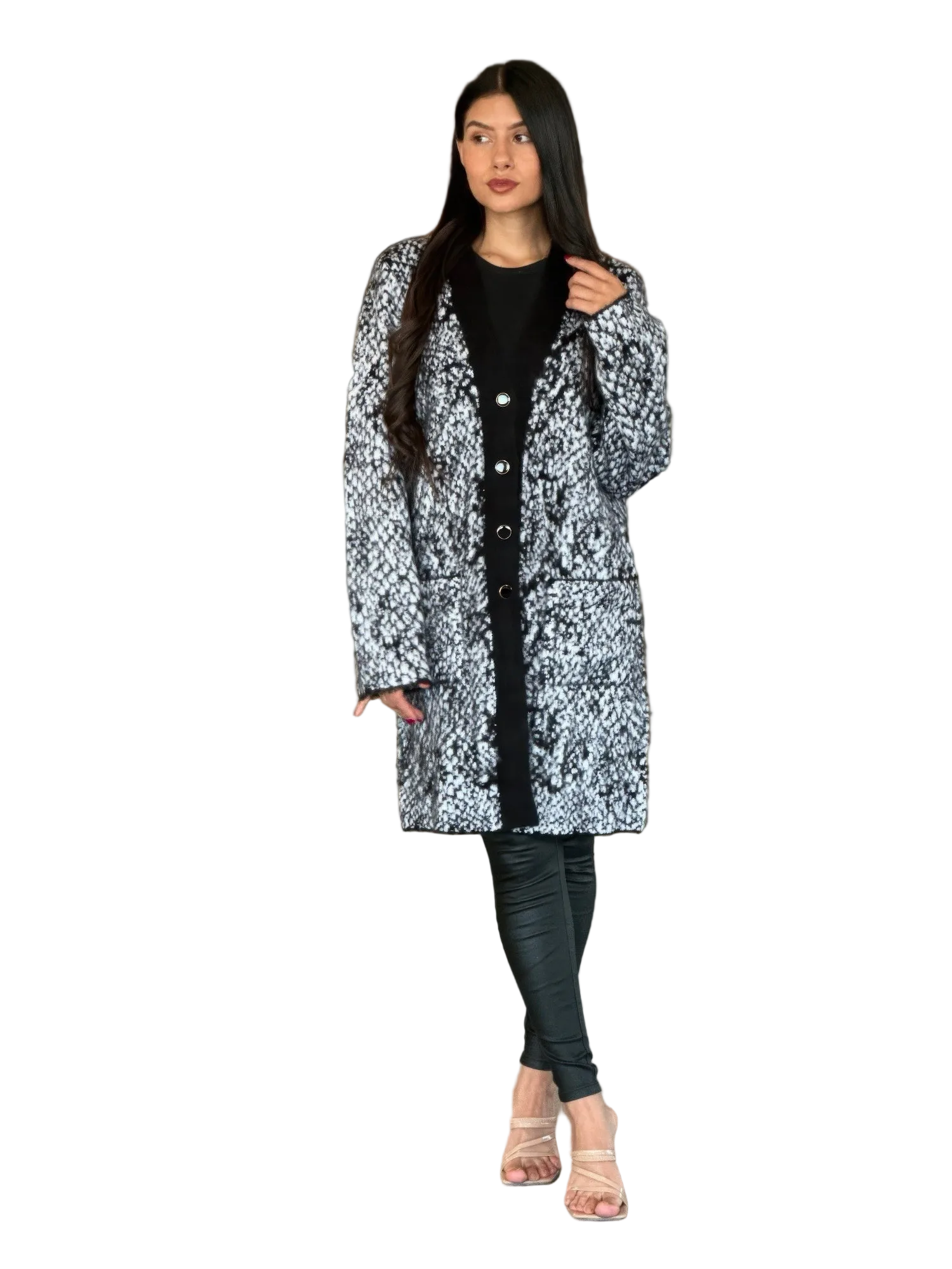 Big Button-down Long Sleeve Snake Print Cardigan