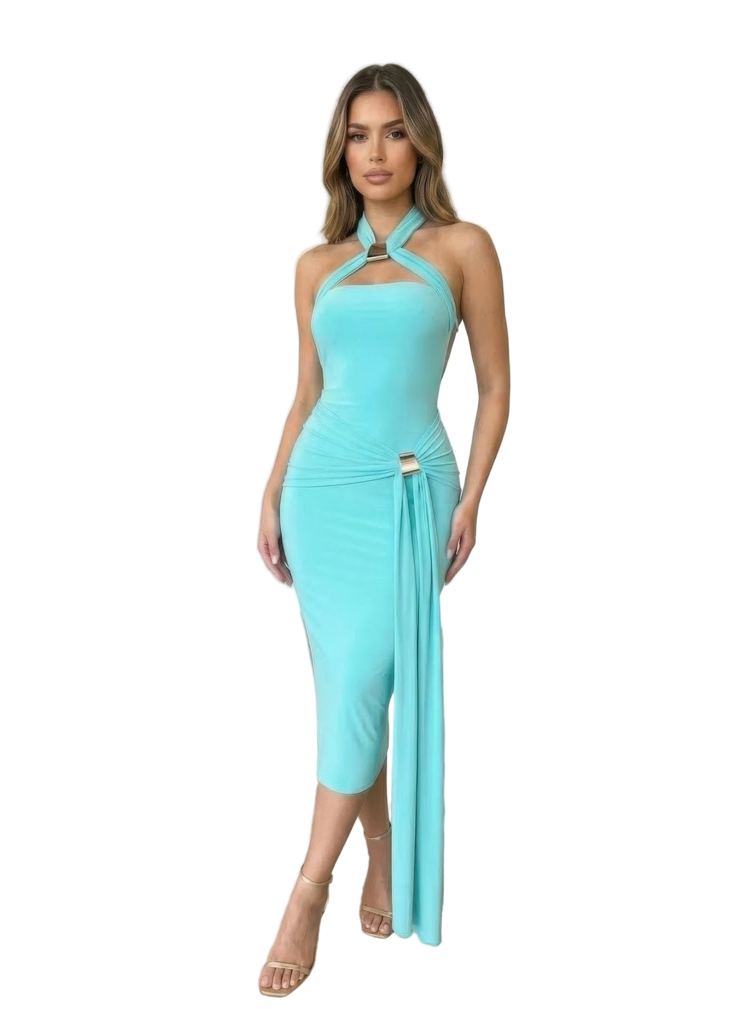 Halter-style Bodycon Midi Dress