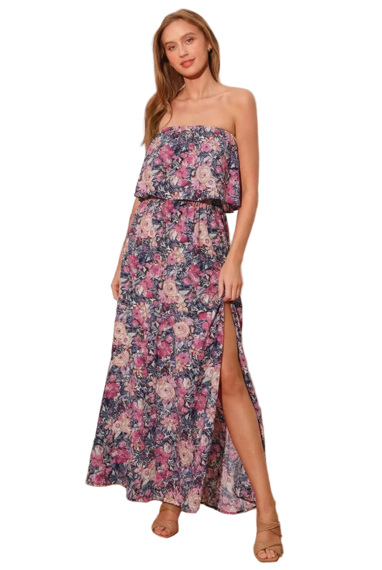 Bloom Party Strapless Maxi Dress